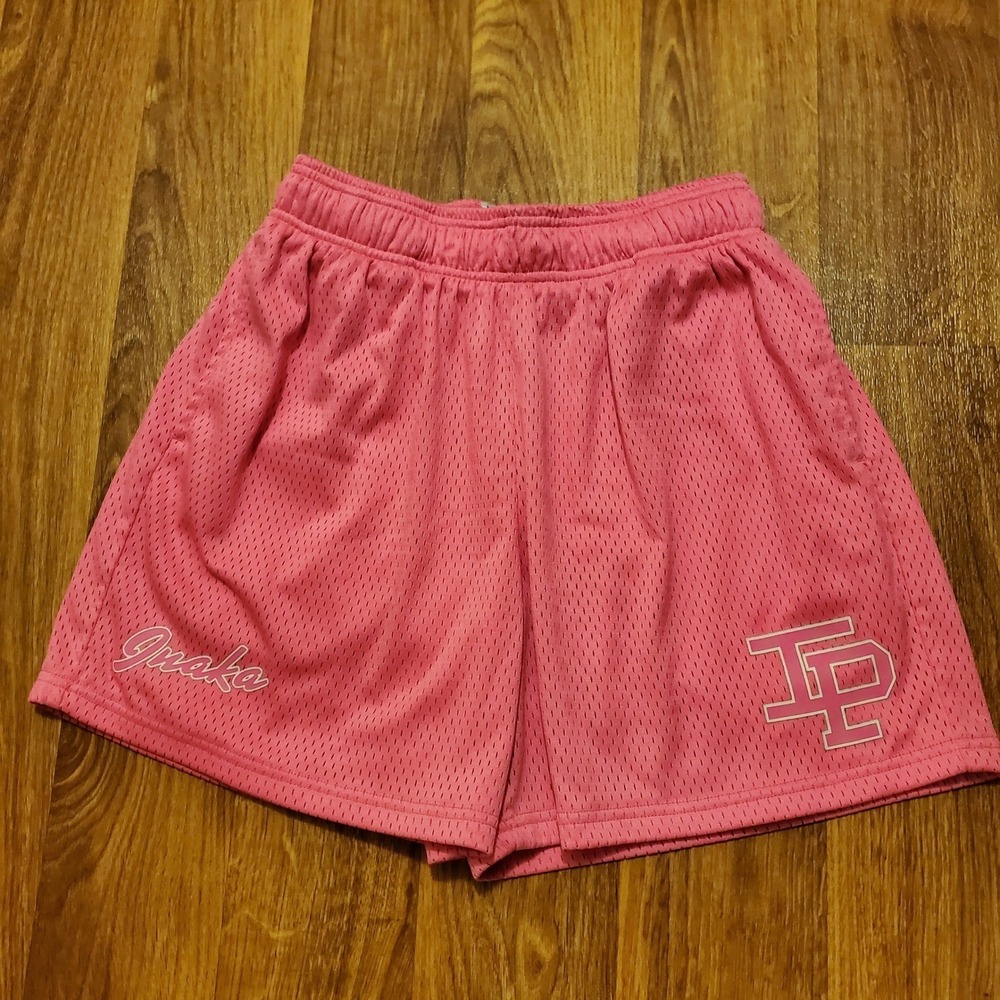 Inaka Power Shorts Women Medium Pink Mesh Gym Athletic IP Logo Drawstring